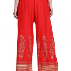Women's Regular Fit Gold-Toned Printed Palazzos 