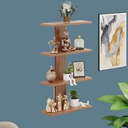 Wooden Wall Mounted Decor Shelf, Display Rack, 4 Shelves