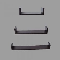 Wooden Wall Mounted U Shelf Unit Display Decor Racks Book Shelves Set of 3