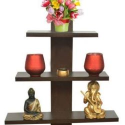 Wooden Wall Shelf Home Decor Items Set of 1,Brown