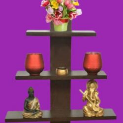 Wooden Wall Shelf Home Decor Items Set of 1,Brown