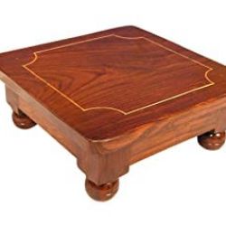 NOLAKH Wooden Handcrafted Pooja Chowki for Pooja Items for Home Decor Size 15 inches