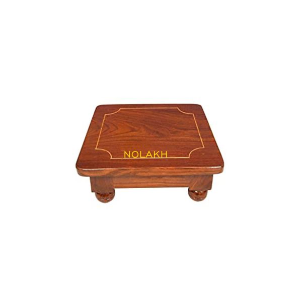 NOLAKH Wooden Handcrafted Pooja Chowki for Pooja Items for Home Decor Size 15 inches