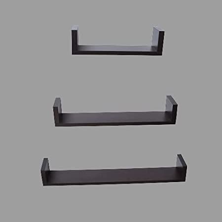 Wooden Wall Mounted U Shelf Unit Display Decor Racks Book Shelves Set of 3