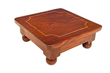 NOLAKH Wooden Handcrafted Pooja Chowki for Pooja Items for Home Decor Size 15 inches