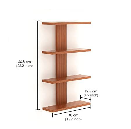 Wooden Wall Mounted Decor Shelf, Display Rack, 4 Shelves
