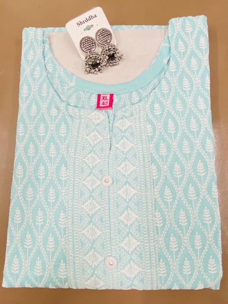 Hanny Collection - pure cotton kurti top with full embroidery work