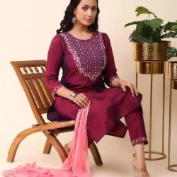 Paper silk kurta and duptta with pant (3pics)