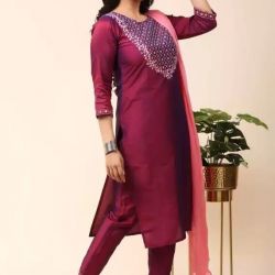 Paper silk kurta and duptta with pant (3pics)