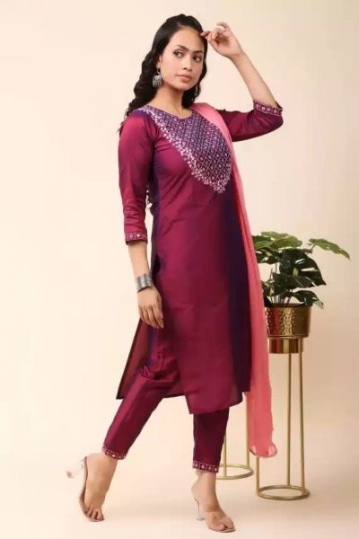 Paper silk kurta and duptta with pant (3pics)