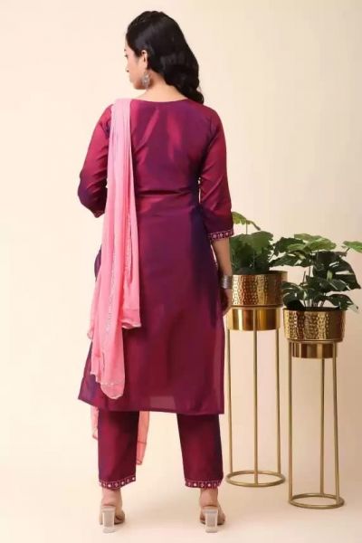Paper silk kurta and duptta with pant (3pics)