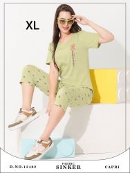 Women Cotton Hosiery Capri Nightwear