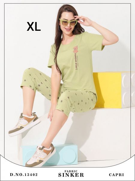 Women Cotton Hosiery Capri Nightwear