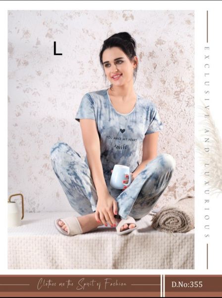 Women Tie&dye Print T-shirt&Pyjama set(L size)