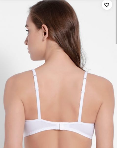 Women's Wirefree Non Padded Super Combed Cotton Elastane Stretch Full Coverage Beginners Bra with Adjustable Straps - White